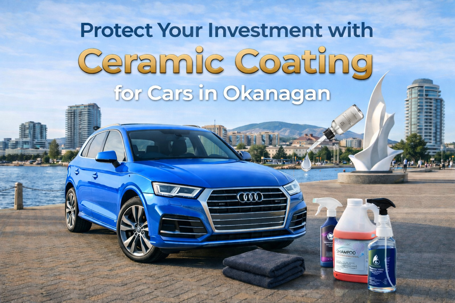 Blue SUV with a high-gloss ceramic coating finish in Kelowna, BC. from dealership